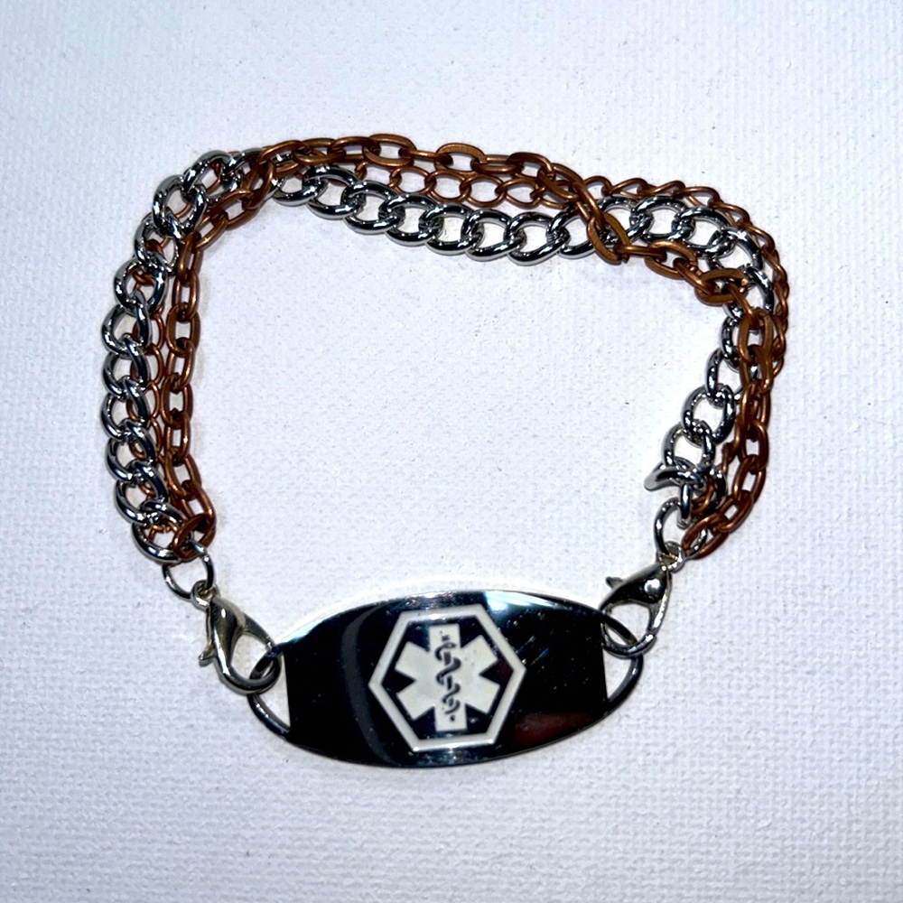 Artisan Handmade Copper & Stainless Steel Bracelet For Your Medical Alert Tag